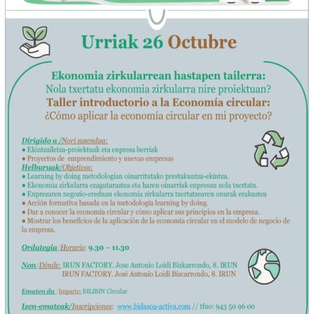 (EZ01/022) Taller introductorio a la economía circular •  ¿Cómo aplicar la economía circular en mi proyecto?