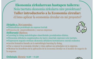 (EZ01/022) Ekonomia zirkularrean hastapen tailerra •  ¿Nola txertatu ekonomia zirkularra nire proiektuan?
